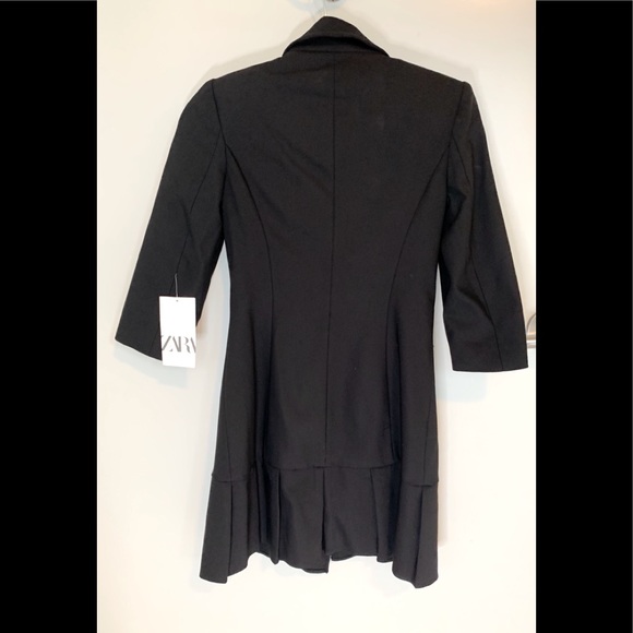 ZARA Black Pleated Double Breasted Dress XS NWT Retail $119 - Picture 8 of 8
